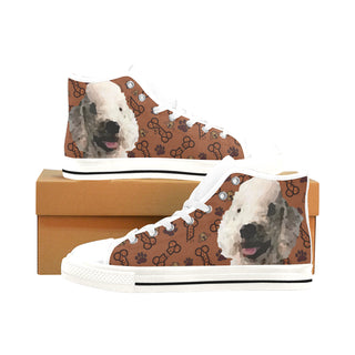 Bedlington Terrier Dog White Men’s Classic High Top Canvas Shoes /Large Size - TeeAmazing