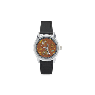 American Staffordshire Terrier Flower Kid's Stainless Steel Leather Strap Watch - TeeAmazing