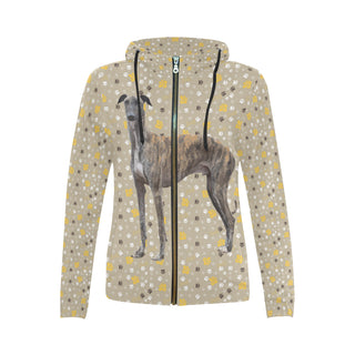 Smart Greyhound All Over Print Full Zip Hoodie for Women - TeeAmazing