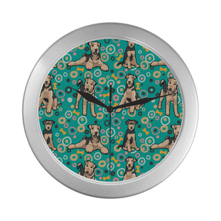 Airedale Terrier Pattern Silver Color Wall Clock - TeeAmazing