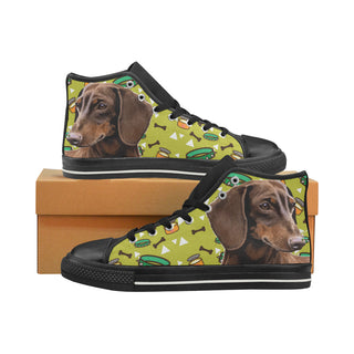 Dachshund Black High Top Canvas Women's Shoes/Large Size - TeeAmazing