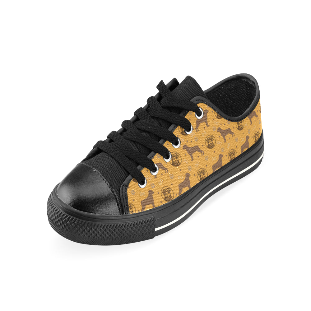 Rottweiler Pattern Black Low Top Canvas Shoes for Kid - TeeAmazing