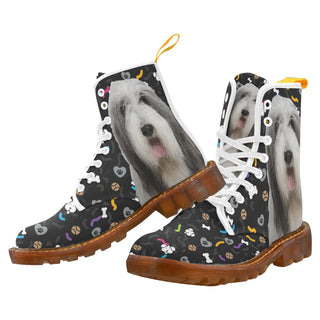 Bearded Collie Dog White Boots For Men - TeeAmazing