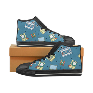 Bookkeeping Pattern Black High Top Canvas Shoes for Kid - TeeAmazing