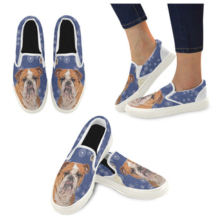 English Bulldog Lover White Women's Slip-on Canvas Shoes - TeeAmazing