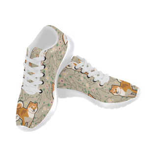 Akita Flower White Sneakers for Women - TeeAmazing