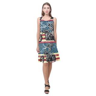 Skeleton Biker Sleeveless Splicing Shift Dress - TeeAmazing