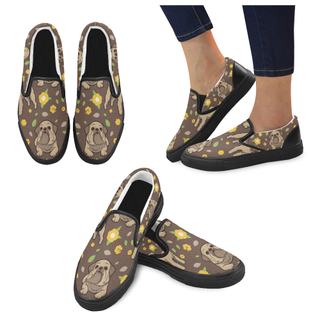 Brussels Griffon Flower Black Women's Slip-on Canvas Shoes - TeeAmazing