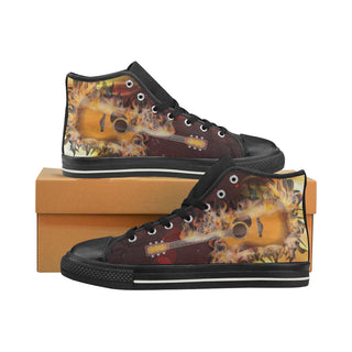 Guitar Lover Black High Top Canvas Women's Shoes/Large Size - TeeAmazing