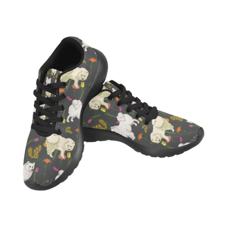 American Eskimo Dog Flower Black Sneakers for Men - TeeAmazing