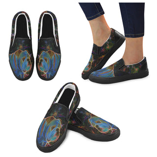 English Bulldog Glow Design 1 Black Women's Slip-on Canvas Shoes - TeeAmazing