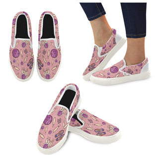Bowling Pattern White Women's Slip-on Canvas Shoes - TeeAmazing