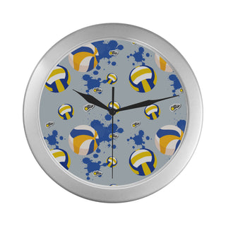 Volleyball Pattern Silver Color Wall Clock - TeeAmazing