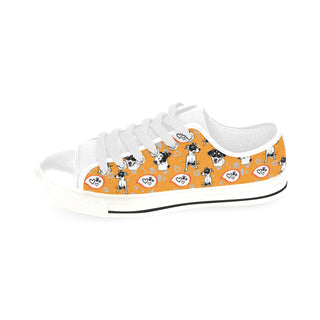 Jack Russell Terrier Pattern White Men's Classic Canvas Shoes/Large Size - TeeAmazing