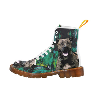 Staffordshire Bull Terrier White Boots For Men - TeeAmazing