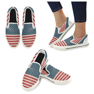 4th July V2 White Women's Slip-on Canvas Shoes/Large Size (Model 019) - TeeAmazing