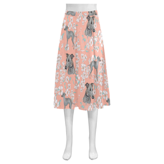 Italian Greyhound Flower Mnemosyne Women's Crepe Skirt (Model D16) - TeeAmazing