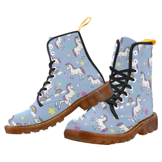 Unicorn Pattern Black Boots For Men - TeeAmazing