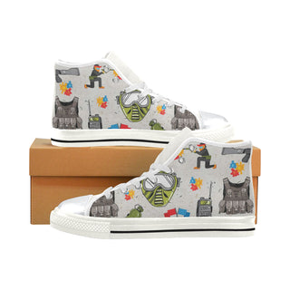 Paintball White High Top Canvas Shoes for Kid - TeeAmazing