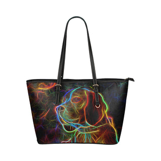 Beagle Glow Design 1 Leather Tote Bag/Small - TeeAmazing