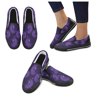 Luna Pattern Black Women's Slip-on Canvas Shoes/Large Size (Model 019) - TeeAmazing