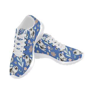 Keeshound Flower White Sneakers for Women - TeeAmazing