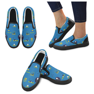 Golf Pattern Black Women's Slip-on Canvas Shoes - TeeAmazing