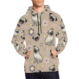 Pug Flower All Over Print Hoodie for Men (USA Size) (Model H13) - TeeAmazing
