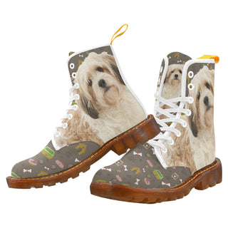 Cavachon Dog White Boots For Men - TeeAmazing