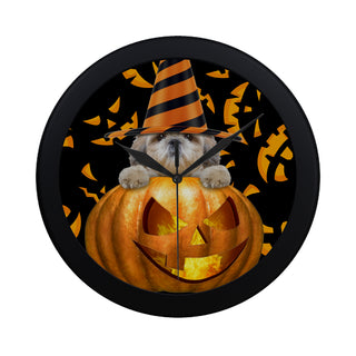 Shih Tzu Halloween Black Circular Plastic Wall clock - TeeAmazing