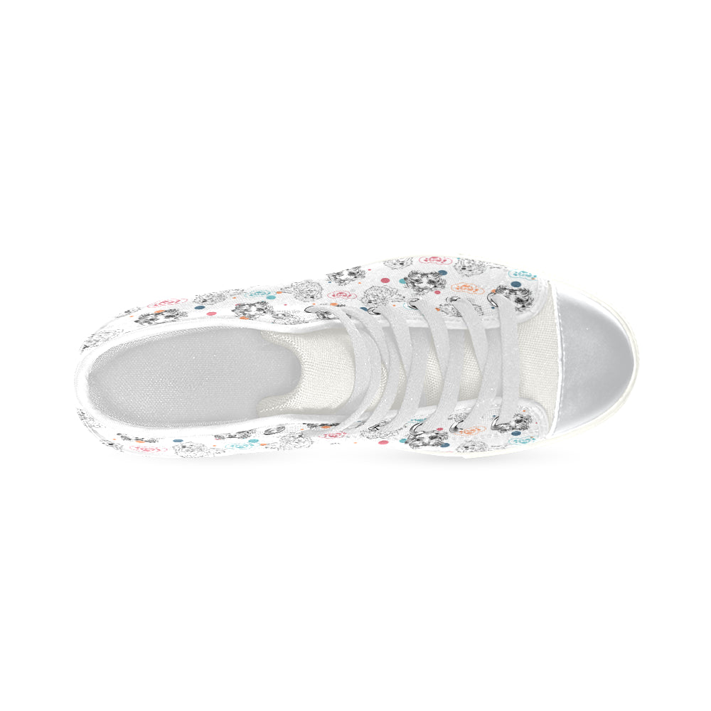 Maltese Pattern White High Top Canvas Women's Shoes/Large Size - TeeAmazing