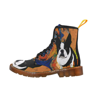 Boston Terrier Black Boots For Men - TeeAmazing