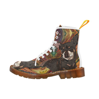 Chihuahua Painting White Boots For Women - TeeAmazing