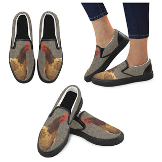 Chicken Footprint Women's Slip-on Canvas Shoes - TeeAmazing