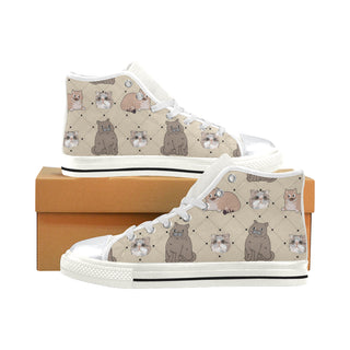 Exotic Shorthair White High Top Canvas Women's Shoes/Large Size - TeeAmazing