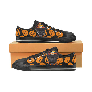 French Bulldog Halloweeen Black Low Top Canvas Shoes for Kid - TeeAmazing