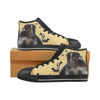 Skunk Black Women's Classic High Top Canvas Shoes - TeeAmazing