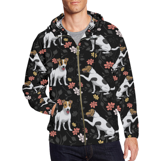 Jack Russell Terrier Flower All Over Print Full Zip Hoodie for Men (Model H14) - TeeAmazing