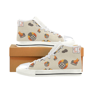 Hockey Pattern White High Top Canvas Shoes for Kid - TeeAmazing