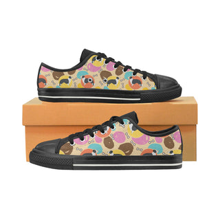 Border Collie Pattern Black Low Top Canvas Shoes for Kid - TeeAmazing
