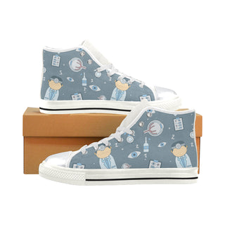 Esthetician Pattern White High Top Canvas Women's Shoes/Large Size - TeeAmazing