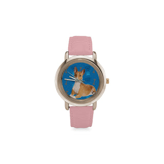 Basenji Dog Women's Rose Gold Leather Strap Watch - TeeAmazing