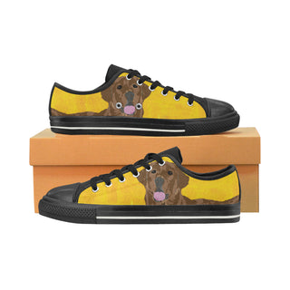 Chocolate Labrador Black Men's Classic Canvas Shoes - TeeAmazing