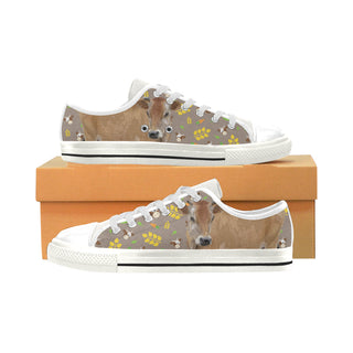 Cow White Low Top Canvas Shoes for Kid - TeeAmazing