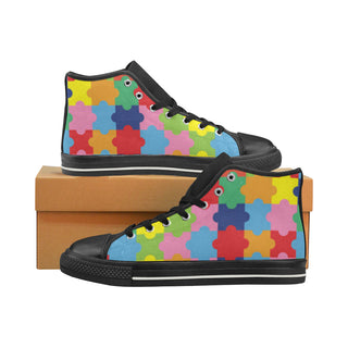 Autism Black High Top Canvas Women's Shoes/Large Size - TeeAmazing