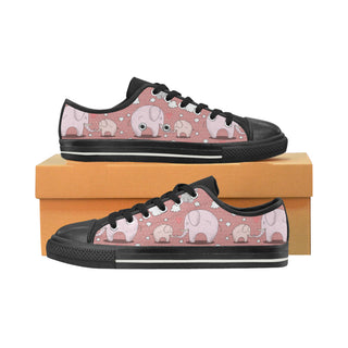 Elephant Pattern Black Low Top Canvas Shoes for Kid - TeeAmazing
