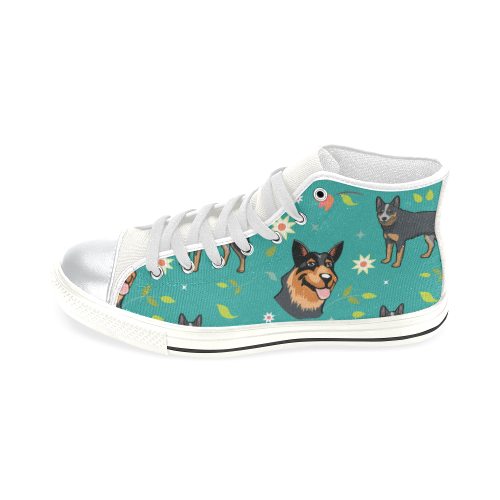 Australian Cattle Dog Flower White High Top Canvas Shoes for Kid (Model 017) - TeeAmazing