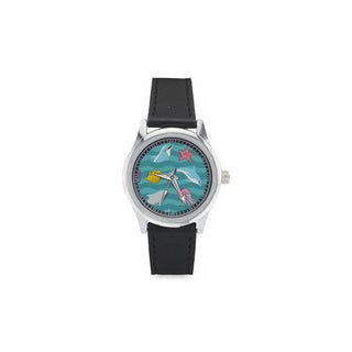 Dolphin Kid's Stainless Steel Leather Strap Watch - TeeAmazing
