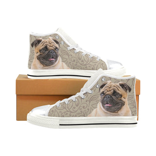 Pug Lover White High Top Canvas Women's Shoes/Large Size - TeeAmazing