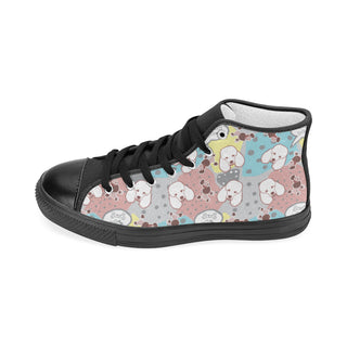 Poodle Pattern Black Women's Classic High Top Canvas Shoes - TeeAmazing
